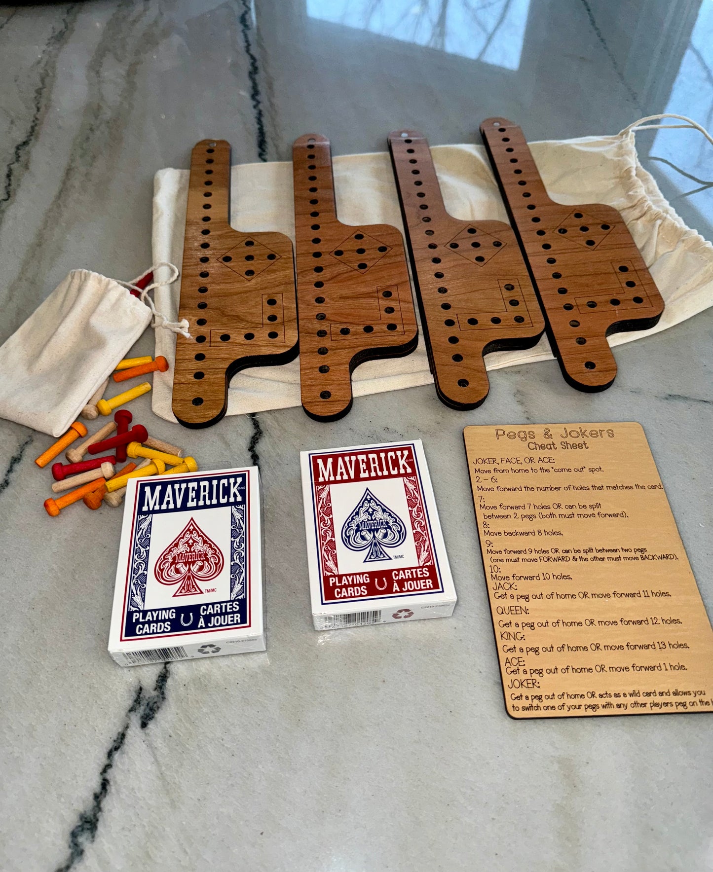 Pegs & Jokers Wooden Game Travel Size