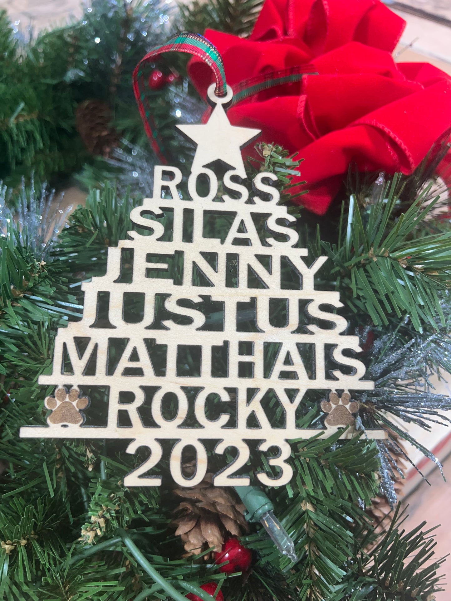 Custom Family Christmas Tree Ornament with names