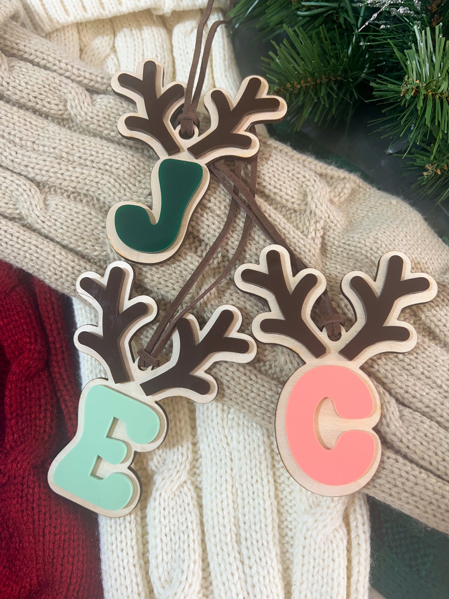 Reindeer Initial Stocking Tag/Gift Tag/ornament