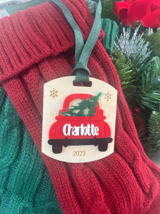 Christmas Truck Stocking Tag/Gift Tag/Ornament