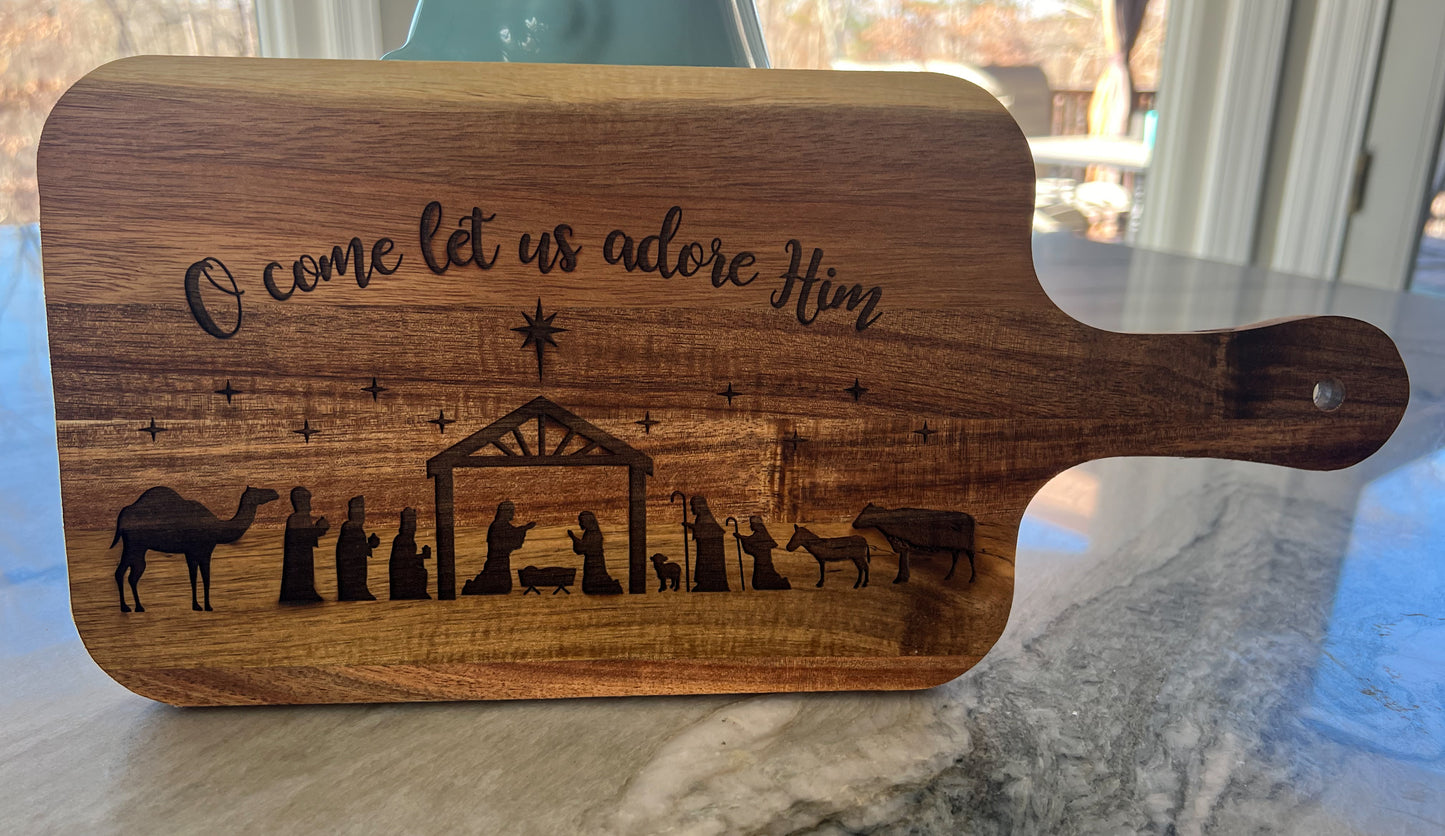 Nativity scene cutting board